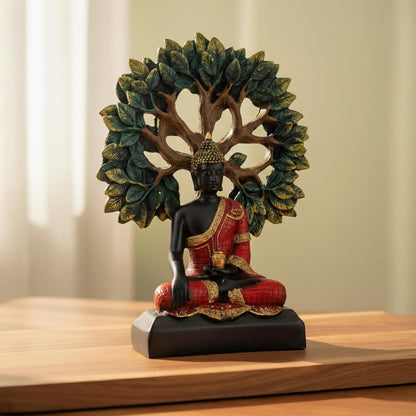eCraftIndia Lord Buddha Idol for Home Decor Living Room | Gautam Buddha Statue Under the Bodhi-Tree | Showpiece Gift for Housewarming Birthday