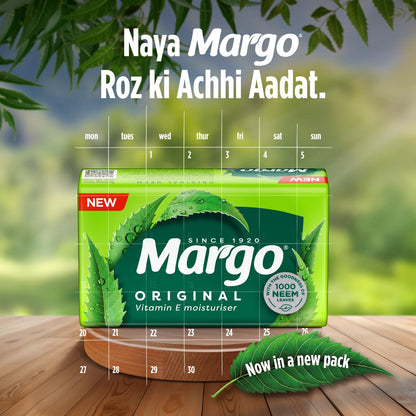 Margo Original Neem Soap 125gm X 8 | Powered With Goodness of 1000 Natural Neem Leaves | Soap for Clear and Beautiful Skin | Infused with Vitamin E for Moisturising