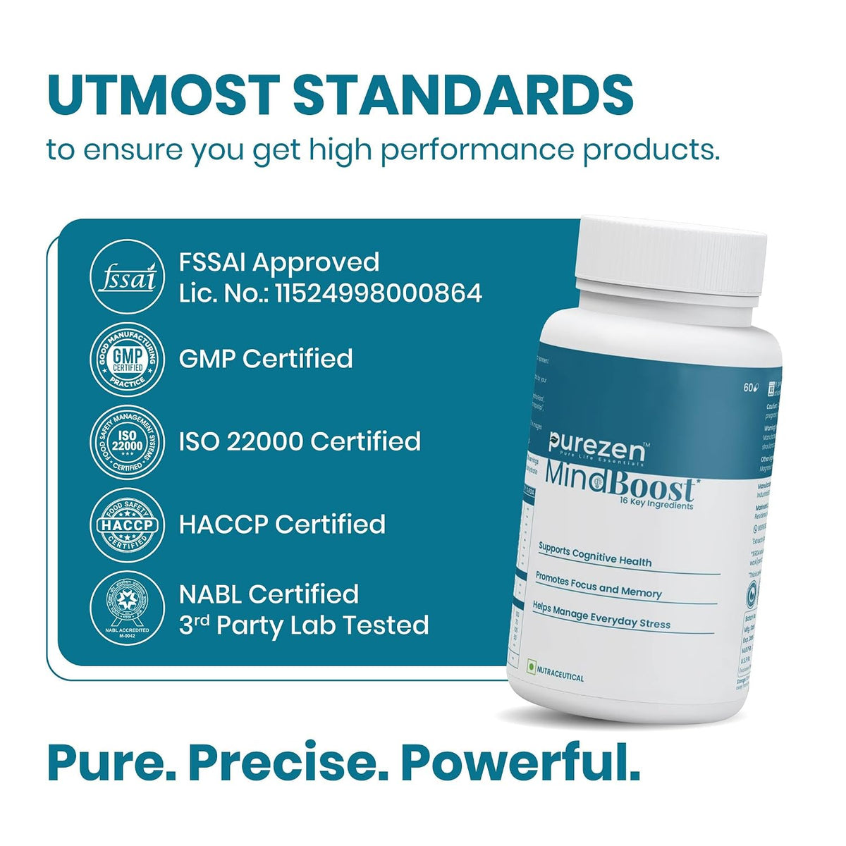Purezen MindBoost | Brain Health Supplement for Focus, Clarity & Mental Performance | With Ginkgo, Ashwagandha, Omega-3 & Bacopa | 60 Capsules