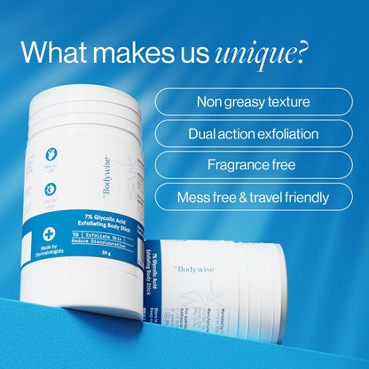 Be Bodywise 7% Glycolic Acid Exfoliating Body Stick | Gentle & Hydrating | Multifunctional | Exfoliates Skin, Smoothens Bumps & Reduces Ingrown Hair | With 0.5% Salicylic Acid & Shea Butter | 30g