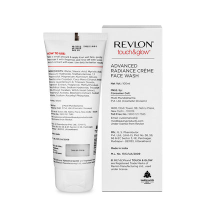 Revlon Touch & Glow Advanced Radiance Crème Face Wash (100 gm)- (Enriched with Vitamins E, C & B5 that moisturize the skin)