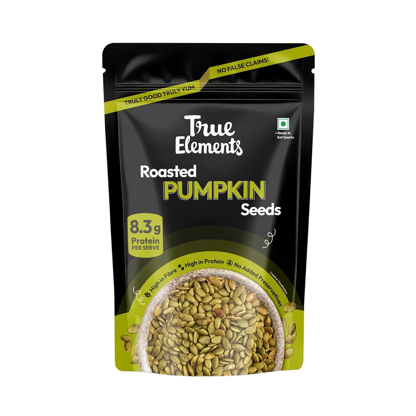 True Elements Roasted Pumpkin Seeds 500g - Protein Snacks | Premium AAA Grade Seeds for Eating | Immunity Booster Seeds | Fibre Rich Superfood