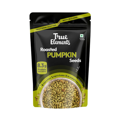 True Elements Roasted Pumpkin Seeds 500g - Protein Snacks | Premium AAA Grade Seeds for Eating | Immunity Booster Seeds | Fibre Rich Superfood