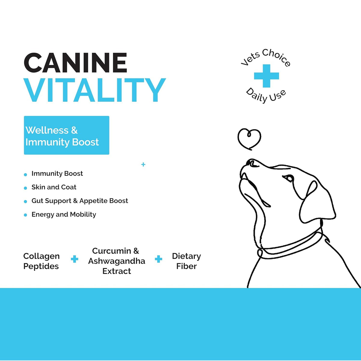 Goofy Tails Canine Vitality+ (100Mlx1Pack) Dog Immuity Booster, Dog Coat Supplement, Gut Supplement, Boosted with Curcuminoids, Ashwagandha, Prebiotics & Collagen for Dogs