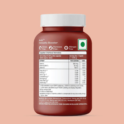 Arth Multivitamin Supplement | With Vitamins A, D3 & K2 | Daily Immunity & Bone Support | Enhances Energy, Skin & Eye Health | Complete Nutrient Balance for Overall Wellness | For Men & Women | 30 Veg Capsules