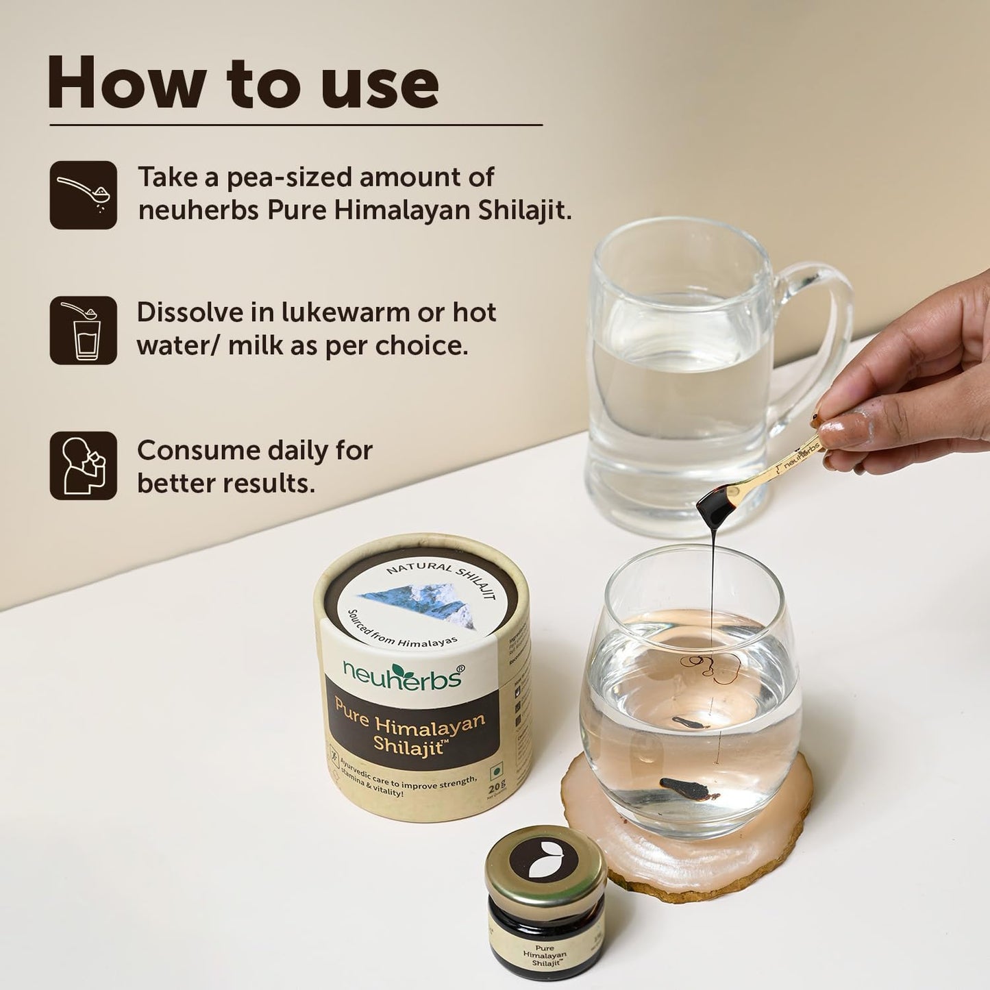 Neuherbs Shilajit - 20g | Pure Himalayan Shilajeet Supplement For Men & Women With 75% Fulvic Acid | Boost Energy, Stamina & Strength | Lab Tested For Heavy Metal