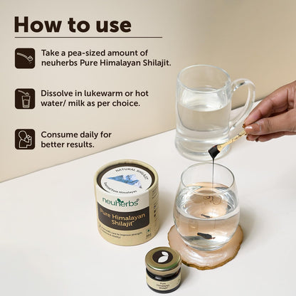 Neuherbs Shilajit - 20g | Pure Himalayan Shilajeet Supplement For Men & Women With 75% Fulvic Acid | Boost Energy, Stamina & Strength | Lab Tested For Heavy Metal