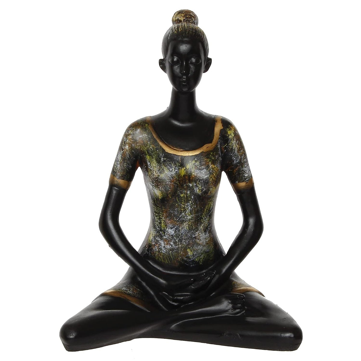 Grey Black Resin Woman in Padmasana Lotus Pose | Yoga Woman Statue Showpiece for Home Decor Living Room Bedroom Office Yoga Studio | Womens Day Gift for Ladies | Birthday Gift for Women
