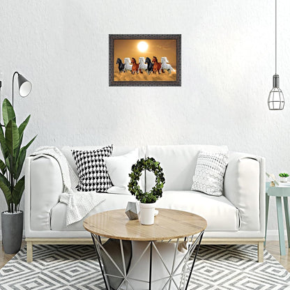 Running Seven Horses Painting With Frame