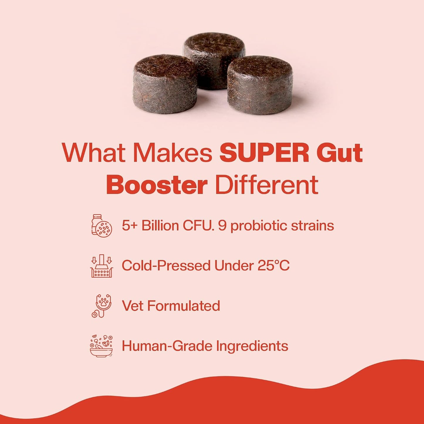BLEP Super Gut Booster - Dog Probiotic Soft Chew Supplement, Gut Health, Loose Stool, Gas, Diarrhea & Itchy Skin | Pre, Pro & Postbiotics + Digestive Enzymes | 9 Probiotic Strains, 5B CFU | 60g