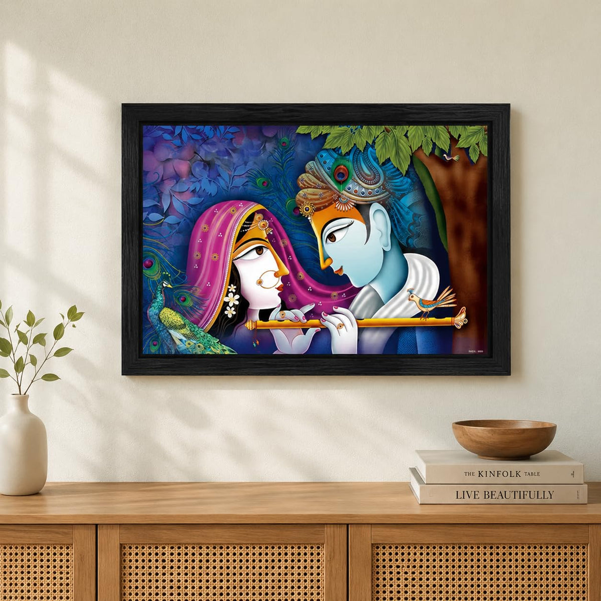 Krishna Radha Art Framed painting | Ready to hang | Absolute Best in Class - (Wood, 12inch x 18 inch)