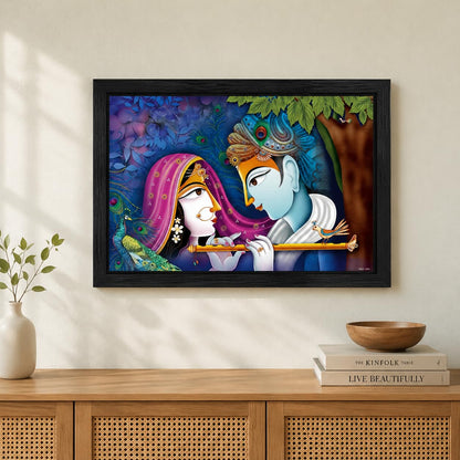 Krishna Radha Art Framed painting | Ready to hang | Absolute Best in Class - (Wood, 12inch x 18 inch)