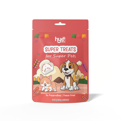 HYE Pets Super Treats for Super Pets – Freeze Dried Treats Made with Goat Milk, Strawberry & Banana | 30g