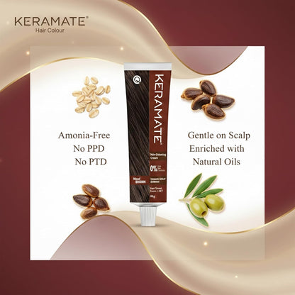 Keramate Hair Colouring Cream – Natural Brown, No Ammonia, No PPD, No PTD | Safe, Long-Lasting Hair Color
