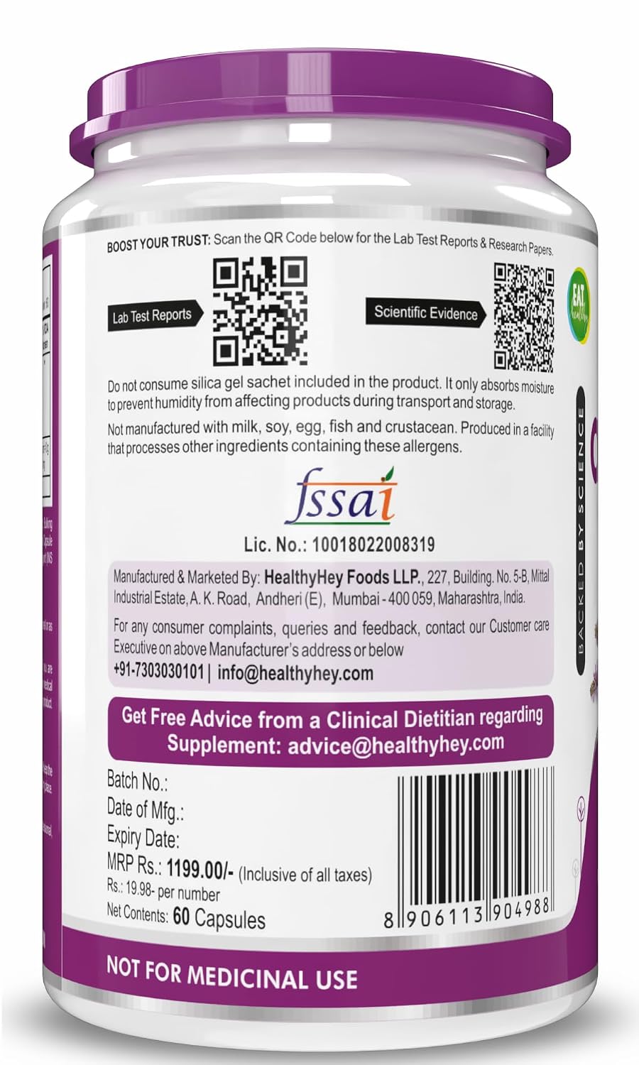 HealthyHey Nutrition Chasteberry Leaf Extract - 300mg per serving - 60 Vegetable Capsules