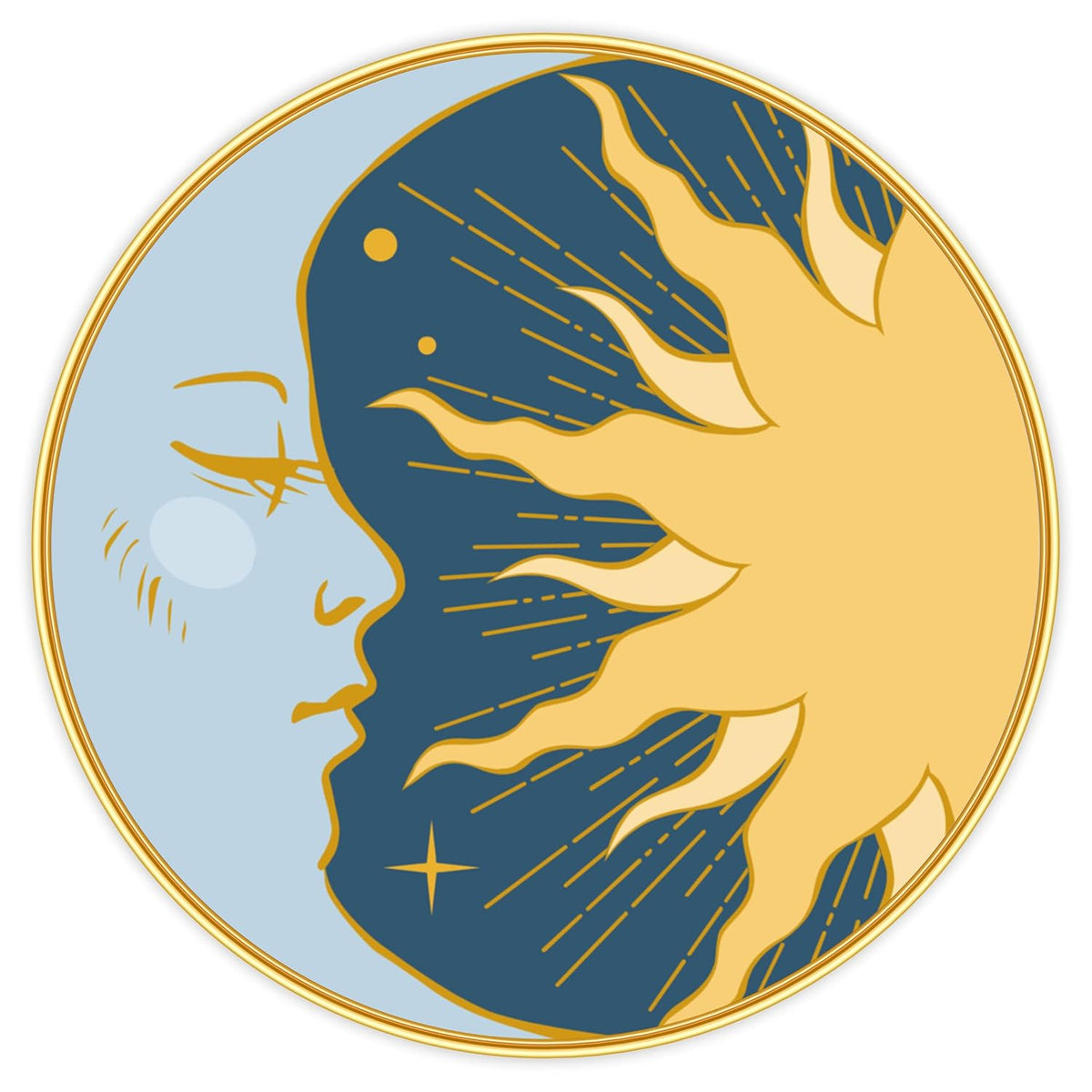 Sun and Moon modern art Premium Sparkle lamination Golden Slim Frame 50.8 cm x 50.8 cm Large Size, For Home/Office/Hotel painting GRL-36