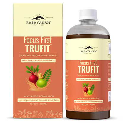 Rasayanam Focus First Trufit bottle and packaging on a white background