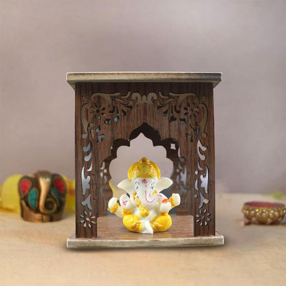 Handicrafts Villa Mini Ganesha Murti for Home Décor, Car Dashboard, Decorative Gift, Puja Home, Office, Living Room, Temple Décor, Showpiece Item