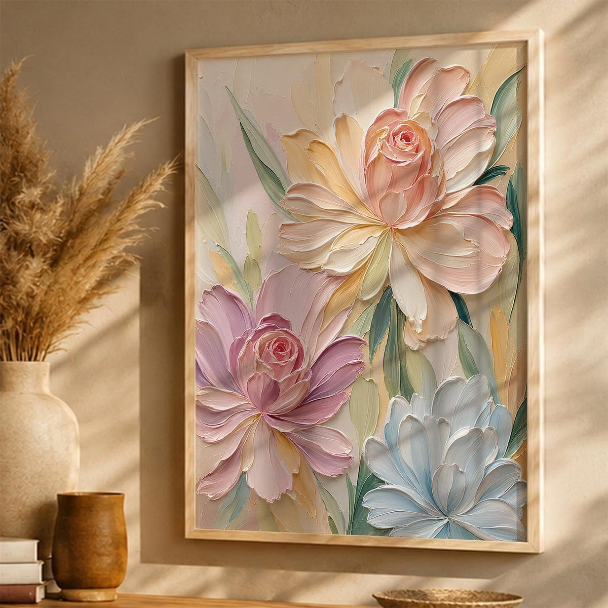 Floral Wall Art Home Decoration | Aesthetic Floral Paintings With Frame For Living Room Bed Room Hotel Wall Decor Digital Reprint Set of 1 (14X20)