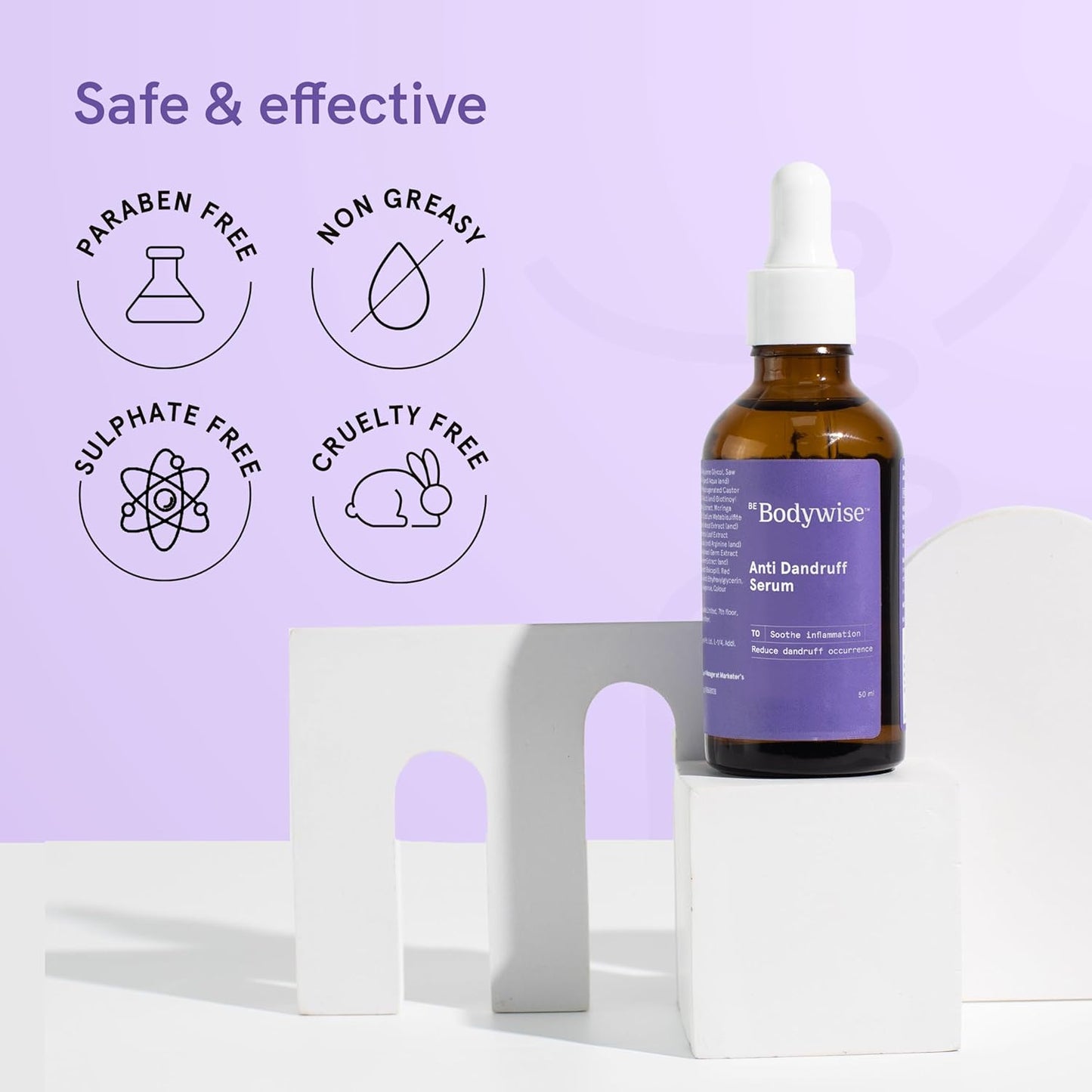 Be bodywise Anti Dandruff Scalp Serum 50ml | Fights Dandruff, Reduces flaky & itchy scalp | With Ichthyol Pale, Zinc Pyrithione, & Tea Tree Oil | Paraben & Sulphate free