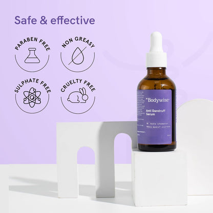 Be bodywise Anti Dandruff Scalp Serum 50ml | Fights Dandruff, Reduces flaky & itchy scalp | With Ichthyol Pale, Zinc Pyrithione, & Tea Tree Oil | Paraben & Sulphate free