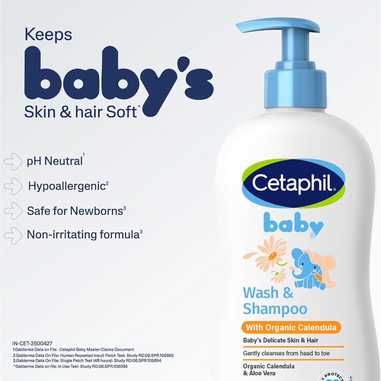 Cetaphil Baby Wash & Shampoowith Organic Calendula,Tear Free, Paraben, Colorant and Mineral Oil Free, 13.5 Fl. Oz (Packaging May Vary)