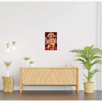 Hanuman ji Paintings for Living room, Hanuman ji Poster Big Size with Sparkle Coated Lamination - 2309 (Self Adhesive) 18x24 Inch