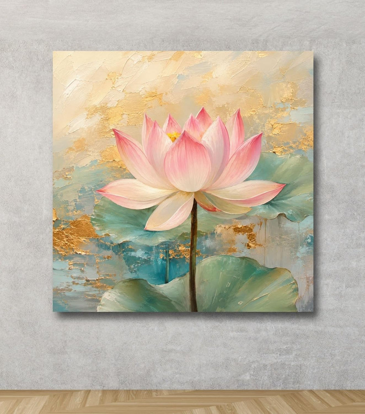 Lotus Flower Painting for Wall Vastu (15+ DESIGNS) Framed Lotus Canvas Painting for Living Room, Bedroom | Nature Floral Wall Art with Multiple Design Variations (Light Pink Lotus, 18x18 Inch, Framed)