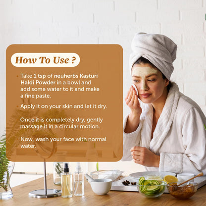 Neuherbs Kasturi Haldi Powder - 100g For Face Beauty | Wild Turmeric Powder Face Pack For Glowing Skin | 100% Pure & Natural