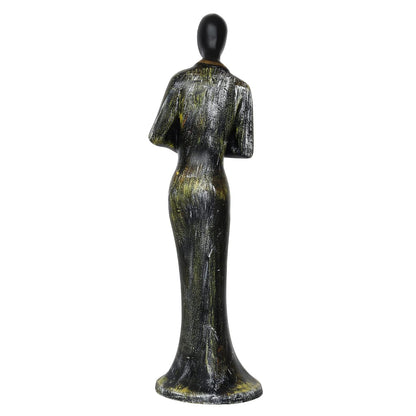 Resin Woman Playing Wind Musical Instrument Showpiece for Home Decor Living Room Bedroom Office Desk Table TV Unit | Womens Day Gift for Ladies | Housewarming Birthday Gift for Women