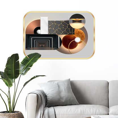 Abstract modern art Premium Sparkle Lamination Finished Surface Golden Slim Frame 30 cm x 46 cm Large Size, For Home/Office/Hotel painting MG01