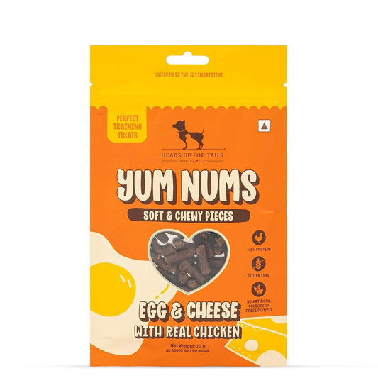Yum Nums by HUFT Soft & Chewy Sticks - 70gm | Egg & Cheese with Chicken | Healthy Dog Treats | High-Protein, Gluten & Grain-Free | No Artificial Colors, Salt & Sugar-Free