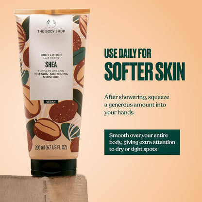 The Body Shop Shea Nourishing Body Lotion, 200 ML - For Very Dry Skin |72 Hr Skin-Softening Moisture |Vegan