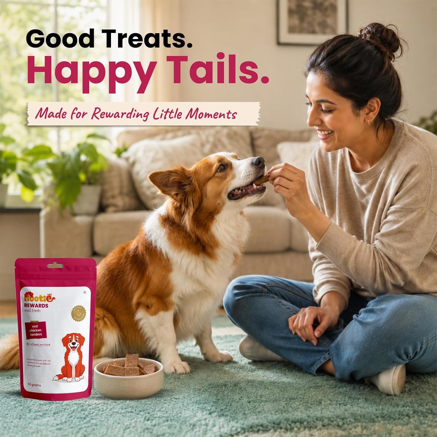 Nootie Rewards Real Chicken Tenders for Dogs 50g | High Protein Dog Treats