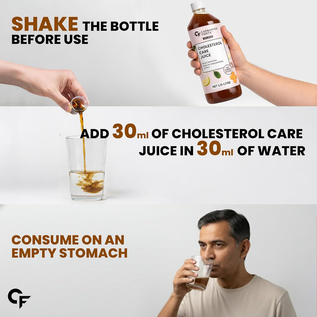 Carbamide Forte Ayurvedic Cholesterol Care Juice - 1L | Cholestrol Juices that Contains Honey, Apple Cider Vinegar, Ginger, Garlic; Helps In Digestion | Sugar free Cholesterol Care Juice 1000 ml