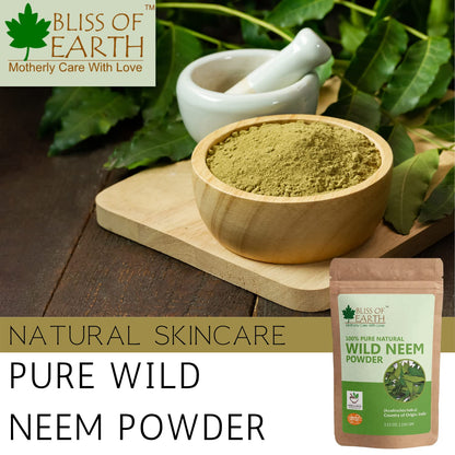 Bliss of Earth™ 100% Pure Wild Neem Leaves Powder | 100GM | Great For Face, Hair, Skin & Body