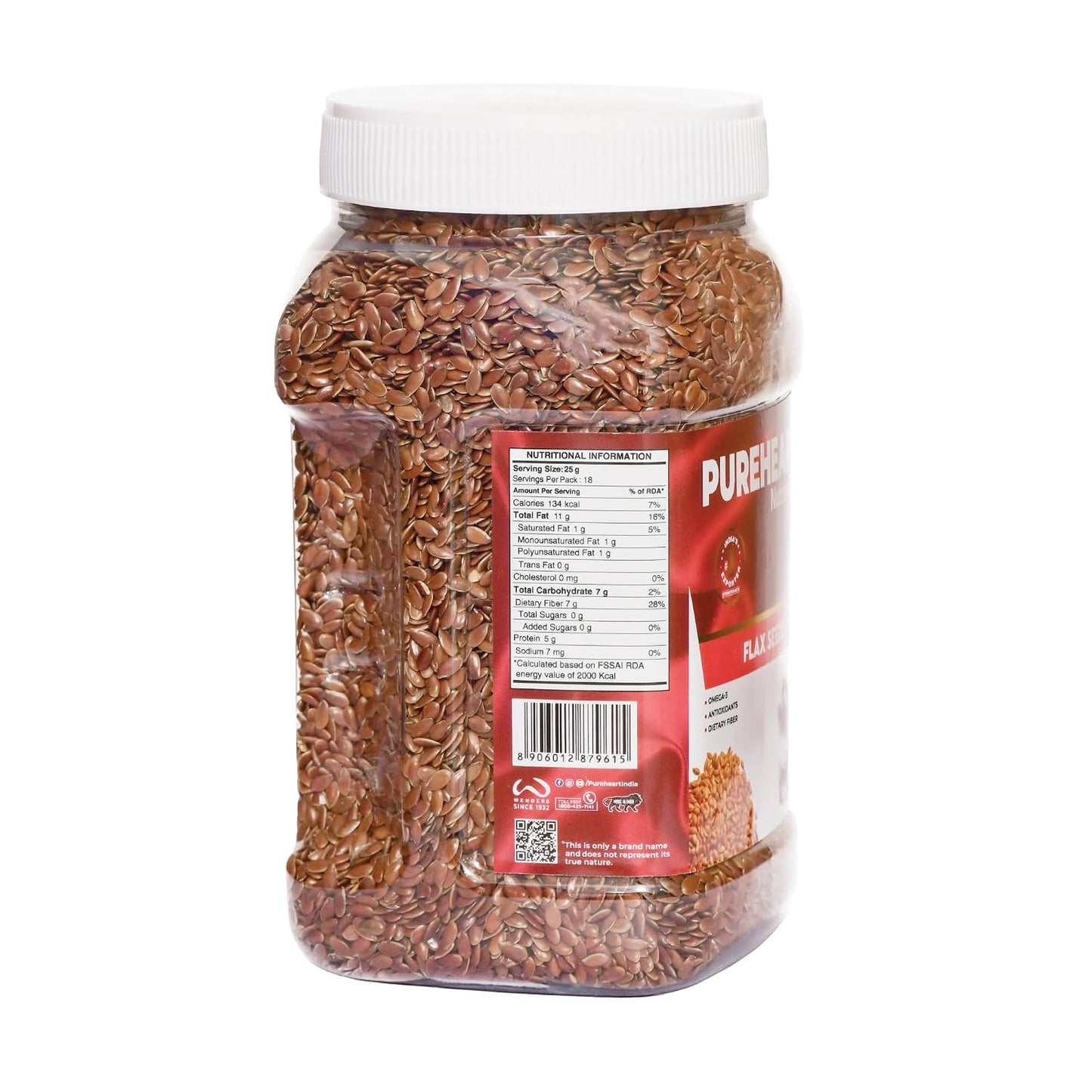 Pureheart Premium Raw Flax Seeds 454 gm | Alsi Seeds for Eating | Rich in Omega 3 Fatty Acids Magnesium Iron Dietary Fibre Protein | Supports Hair Growth Heart Health & Digestion