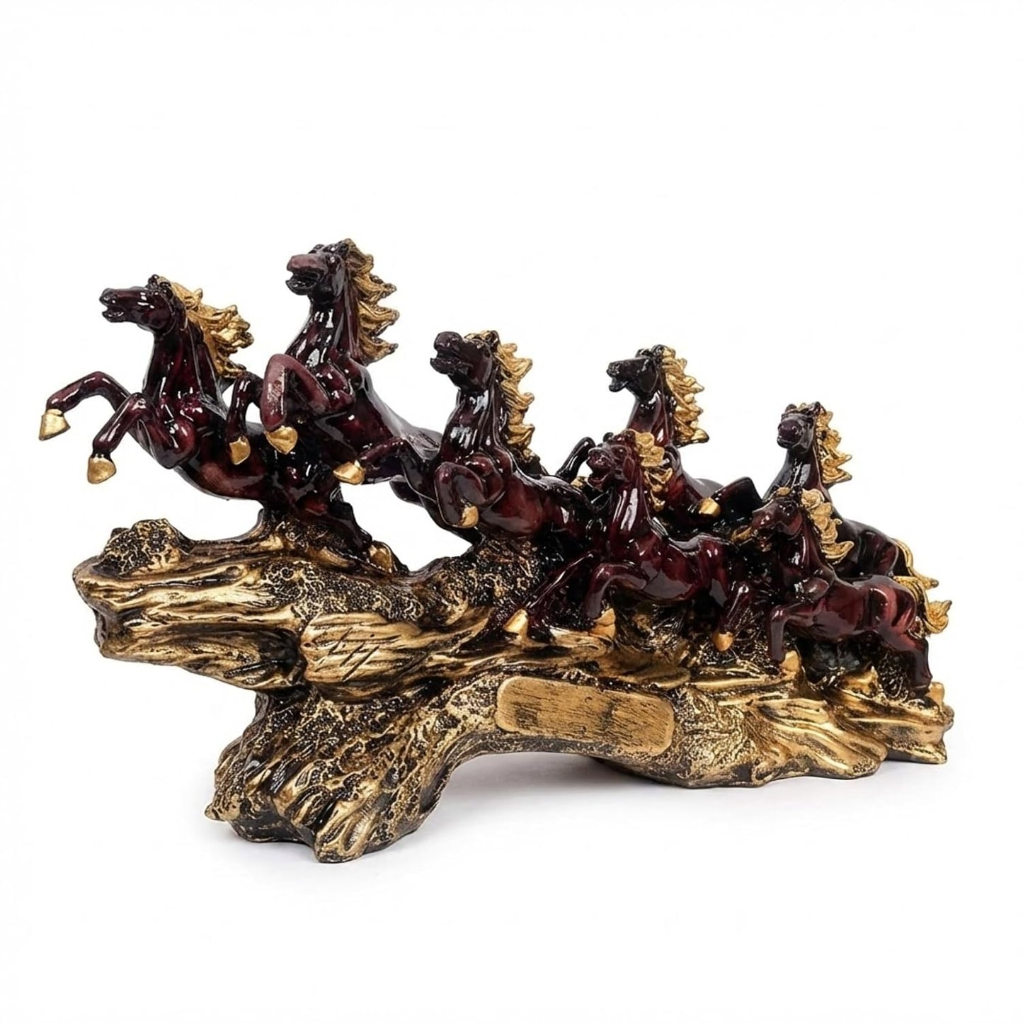 eCraftIndia Resin 7 Running Victory Horse Statue | Vastu Feng Shui Showpiece for Home Decor Office | Horse Figurine Good Luck Gift for Housewarming Birthday