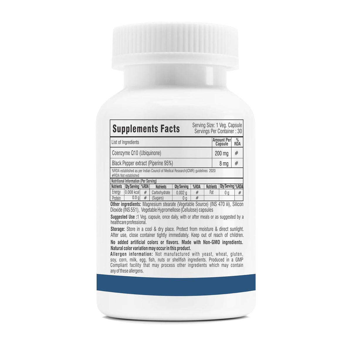 Supplement bottle with label on a white background