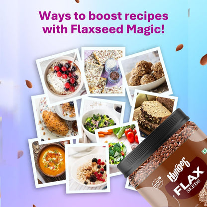 Hunger 0 Flax Seeds 250g | Raw Unroasted Alsi Seeds | Premium Natural Whole Flaxseed Rich in Fiber & Plant Protein | High Omega-3 Source | Healthy Diet Snack for Smoothies, Baking & Daily Nutrition