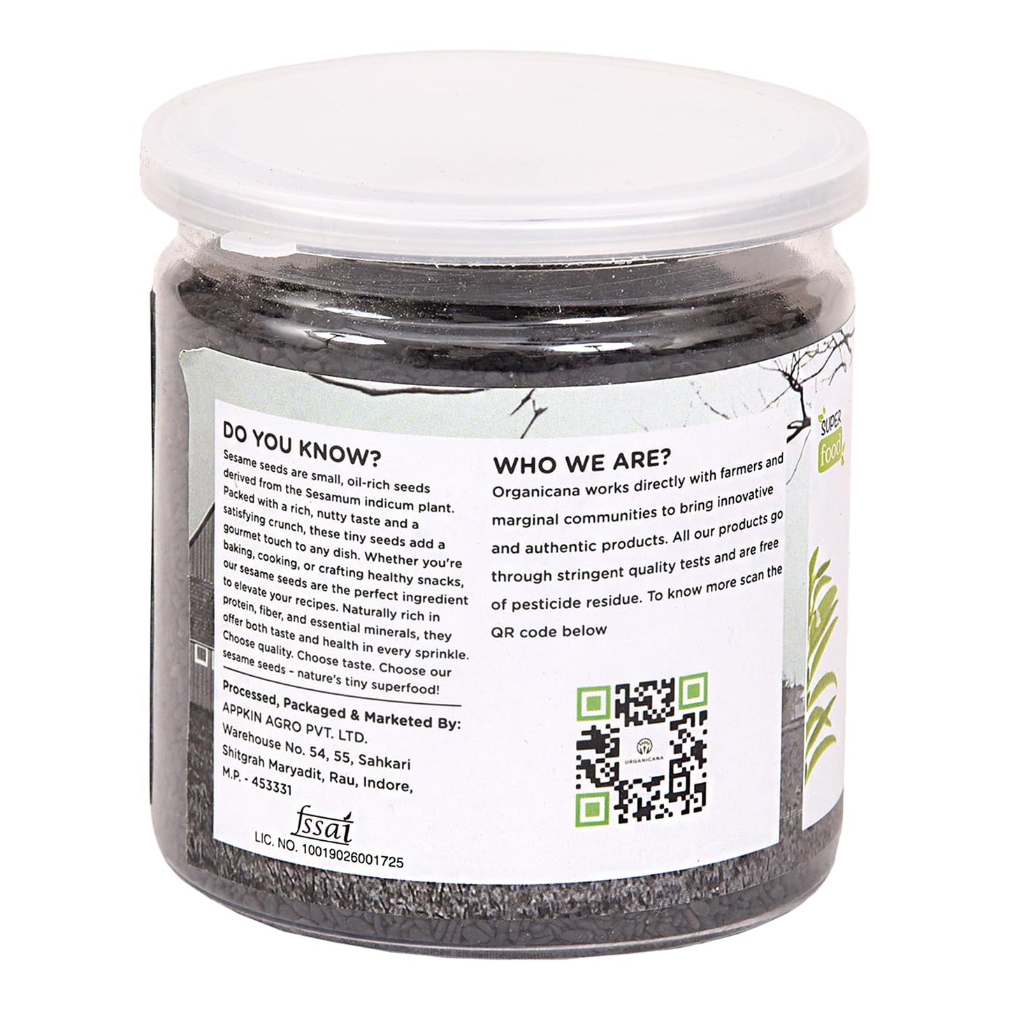 Organicana Black Sesame Seeds (Pack of 1) - Til for Eating | Natural Black Gingelly Oil Seed | Indian Spices for Everyday Essentials | Kaale Til for Weight Loss | Nutrient Rich Black Seeds
