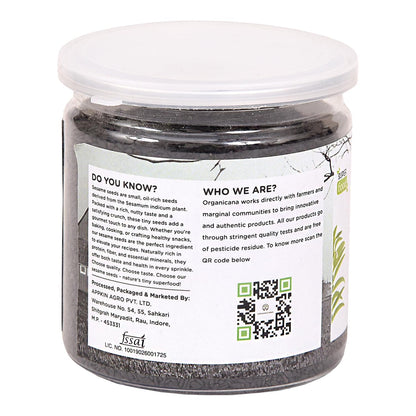 Organicana Black Sesame Seeds (Pack of 1) - Til for Eating | Natural Black Gingelly Oil Seed | Indian Spices for Everyday Essentials | Kaale Til for Weight Loss | Nutrient Rich Black Seeds