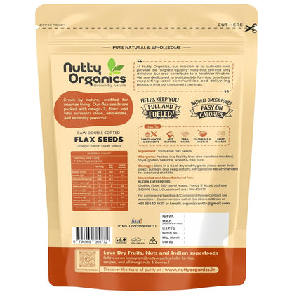NUTTY ORGANICS Flax Seeds| Natural Raw Flax seeds for Eating High Dietary Fiber Alsi Seeds Rich in Magnesium- Helps in Manage Blood Sugar Levels & Heart