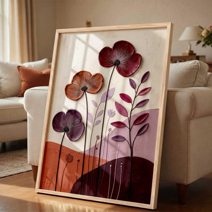 Aesthetic flower Art Home Decoration Painting | Floral Paintings With Frame For Living Room Bed Room Hotel Wall Decor Digital Reprint (13x17 inch)