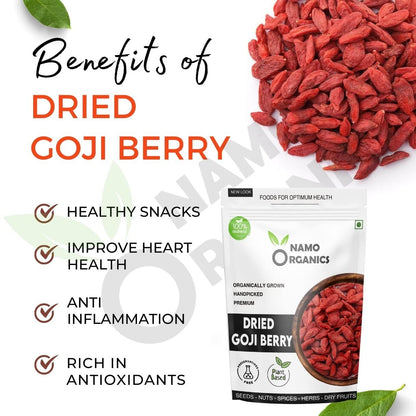 Namo Organics - Premium Goji Berries - 200g without Sugar - Goji berry Dry Fruits (sugar free berries)