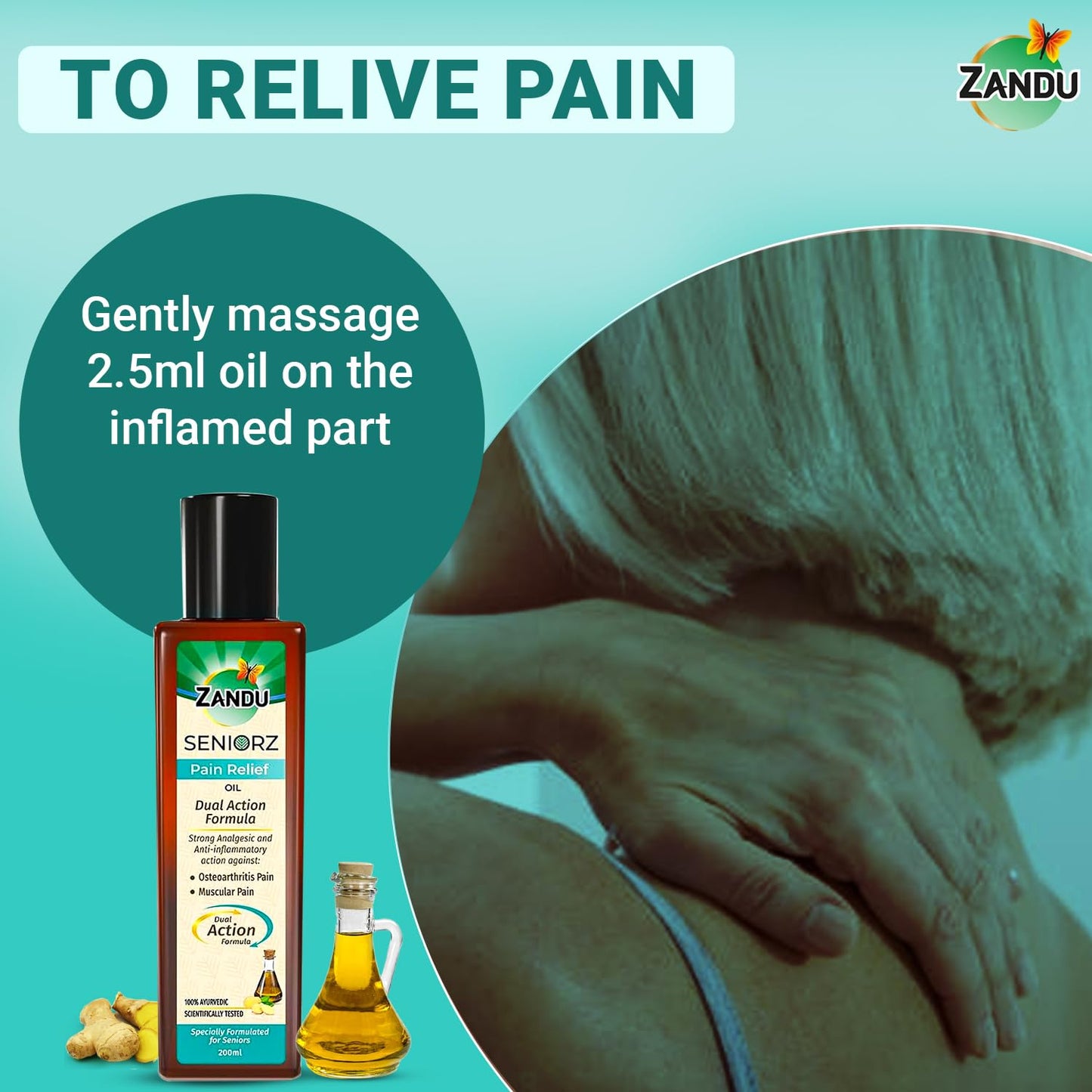 Zandu Seniorz Pain Relief Oil, 200ml, Helps Reduce Joint & Muscular Pain, Long lasting relief from Knee, Neck, Back, Shoulder, Wrist Pain, 100% Ayurvedic & Natural
