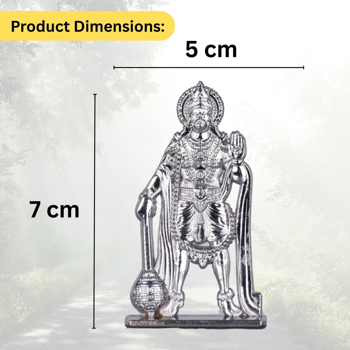 Jay Hanuman Standing Pose with Gada Idol for Car Dashboard – Silver Finish Bajrangbali Murti Devotional Gift for Temple, Car & Office (S952-SLVR)