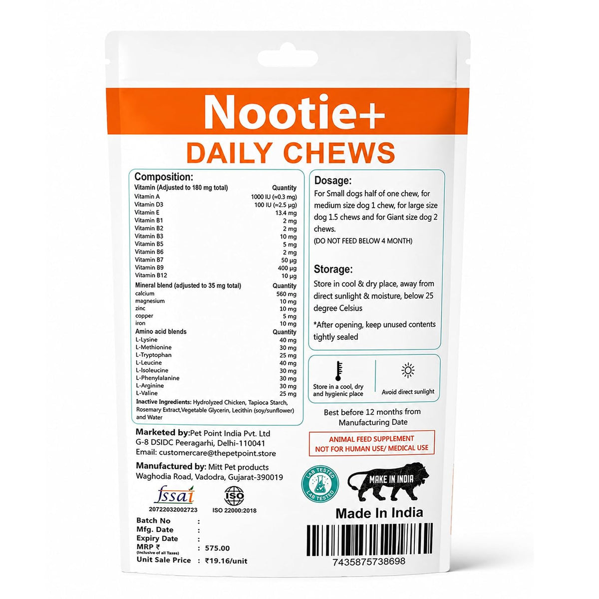 Nootie Daily Multivitamin for Dogs | Vitamins, Minerals & 7 Essential Amino Acids | Immune Boost, Better Vision, Healthy Skin Vet-Formulated Soft Chews | 30 Chews (All Breeds & Life Stages) 16in1