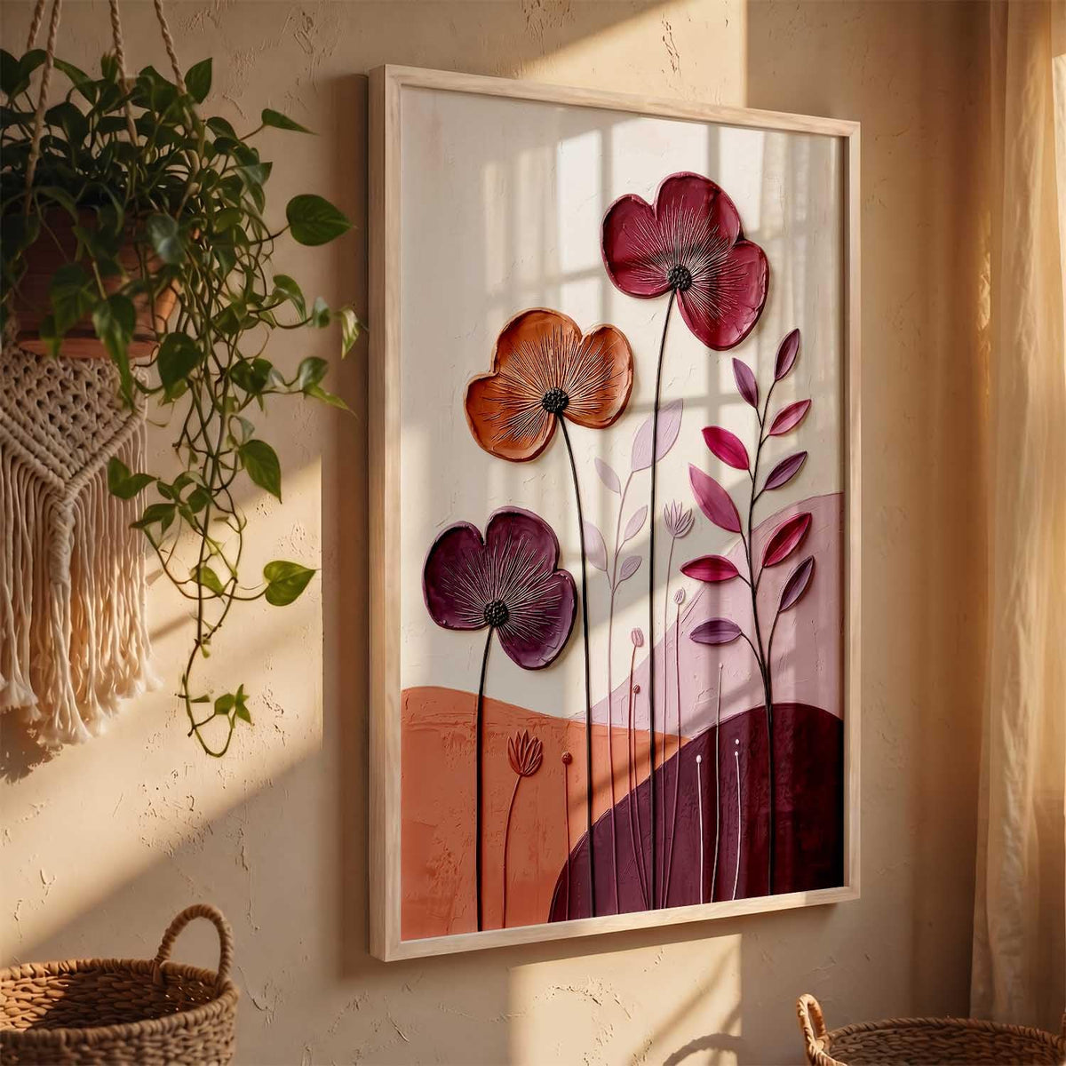 Aesthetic flower Art Home Decoration Painting | Floral Paintings With Frame For Living Room Bed Room Hotel Wall Decor Digital Reprint (13x17 inch)