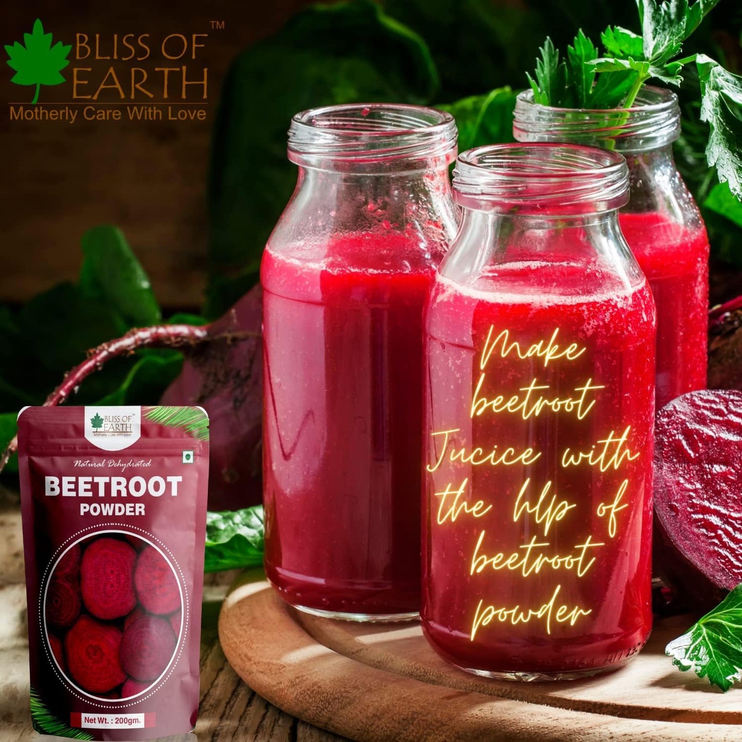 Bliss of Earth 500gm Beetroot Powder For Juice Eating Face Skin Whitening, Natural Dehydrated Chukundar Powder